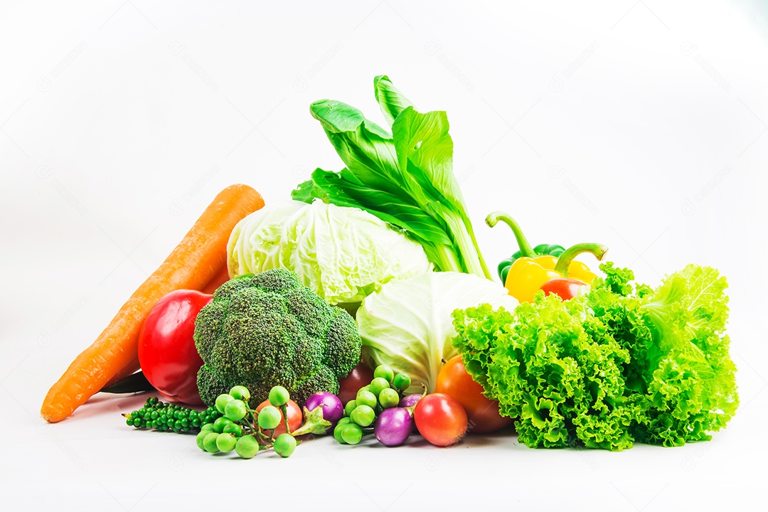 vegetables collection isolated white background.