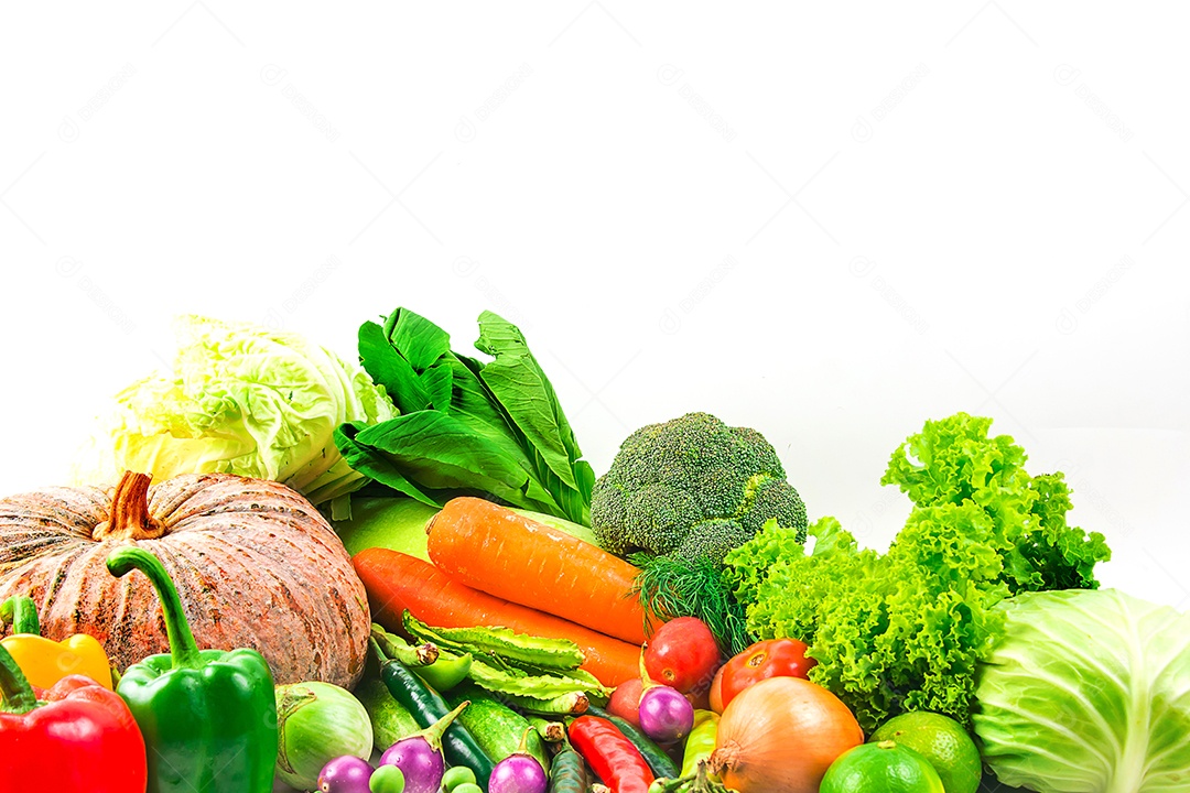 vegetables collection isolated white background.