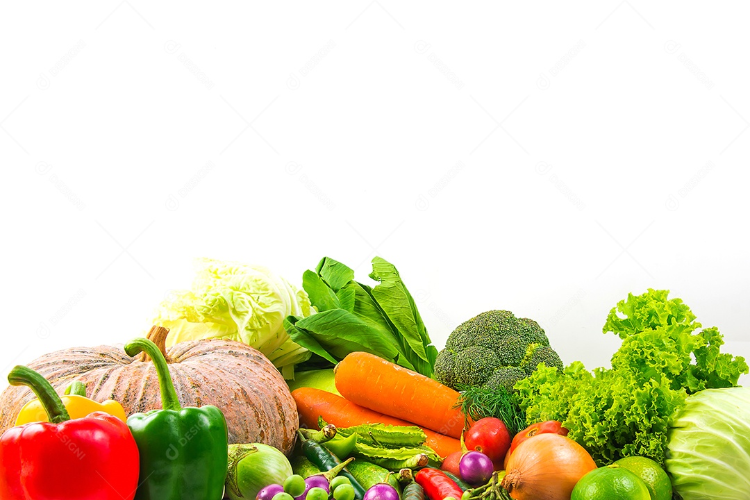 vegetables collection isolated white background.