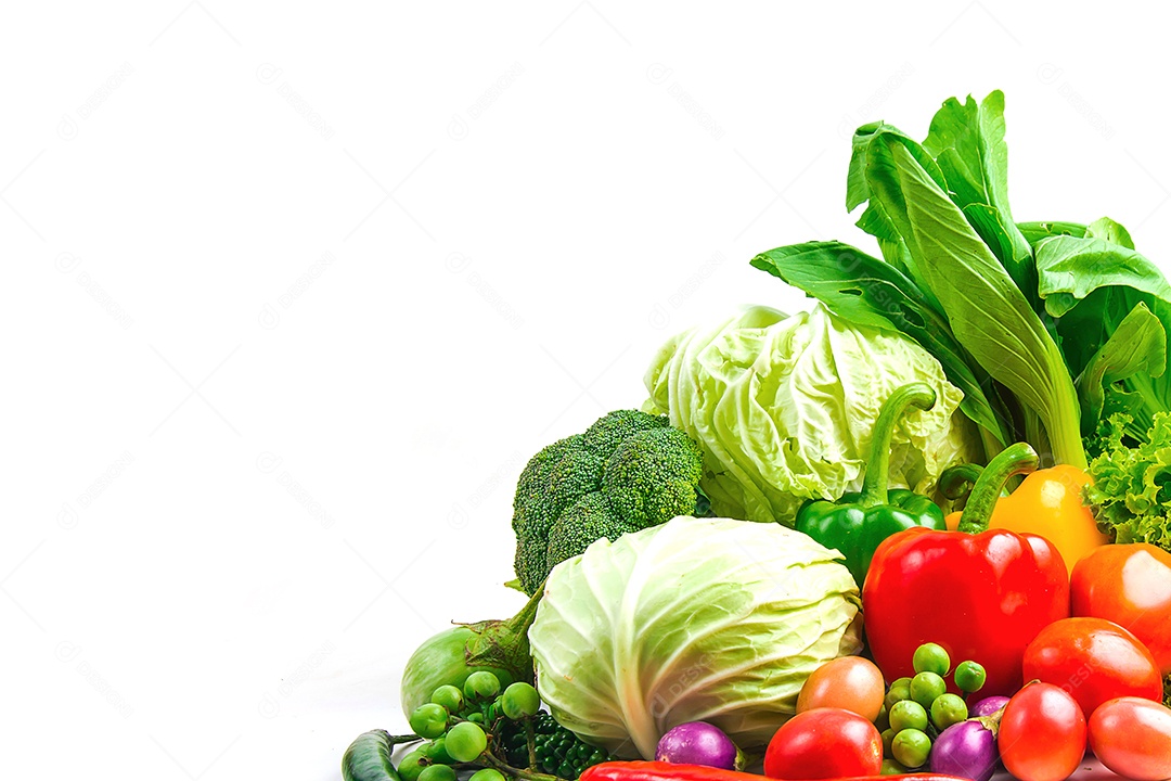 vegetables collection isolated white background.