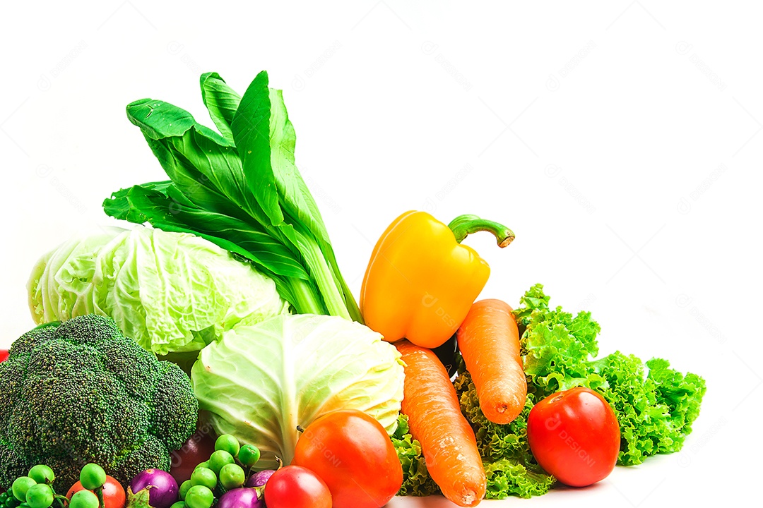 vegetables collection isolated white background.