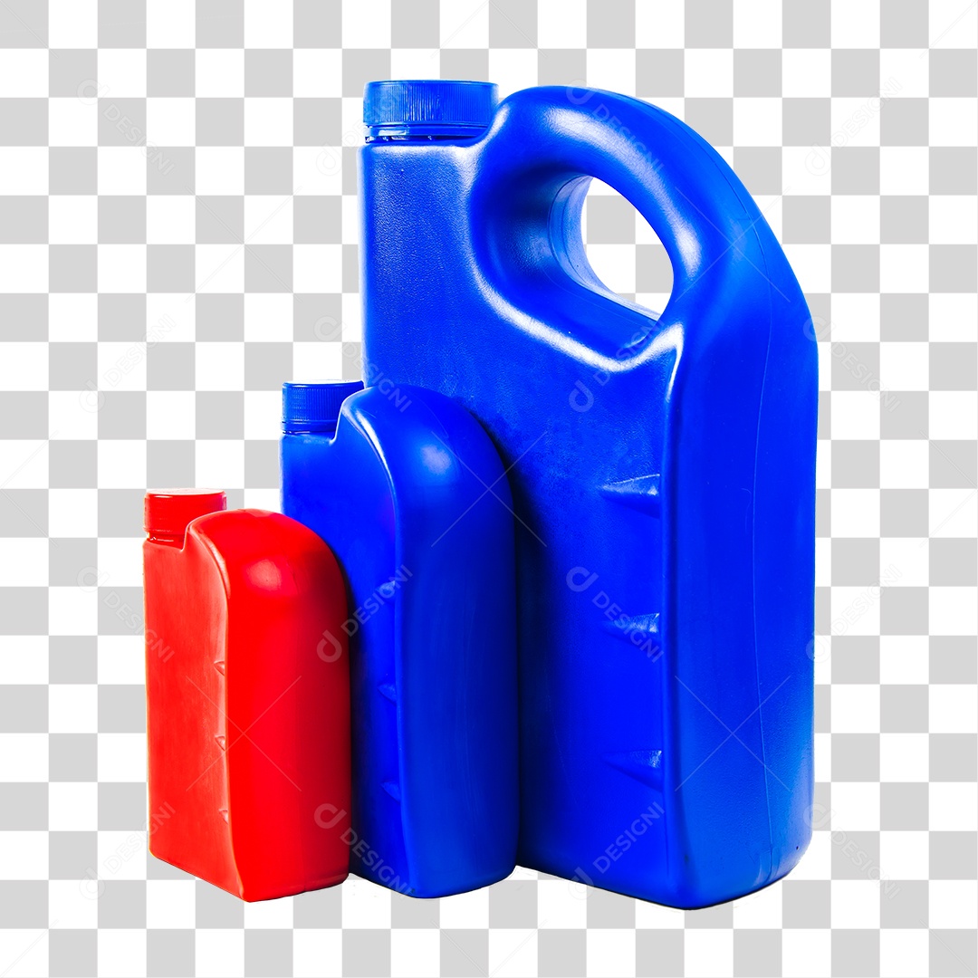 Galão Plástico Azul Vermelho sem Fundo PNG Transparente