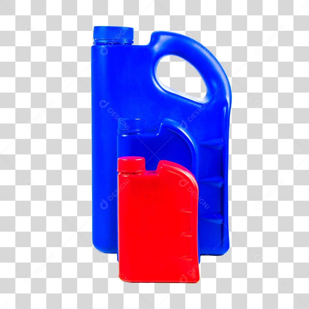 Galão Plástico Azul Vermelho sem Fundo PNG Transparente