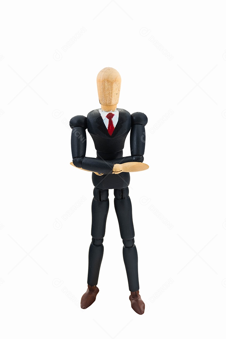 Homem de negócios de figura de madeira no fundo brancoc