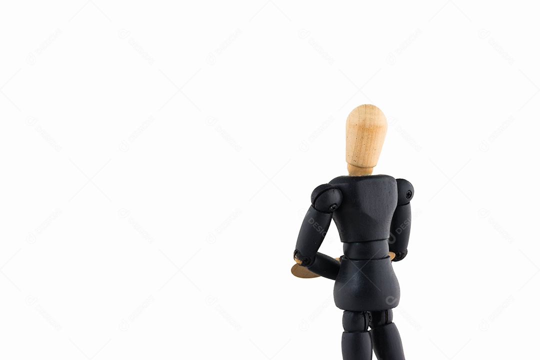 Homem de negócios de figura de madeira no fundo branco