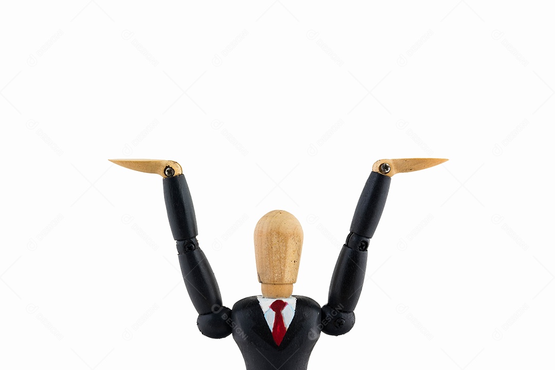 Homem de negócios de figura de madeira no fundo branco