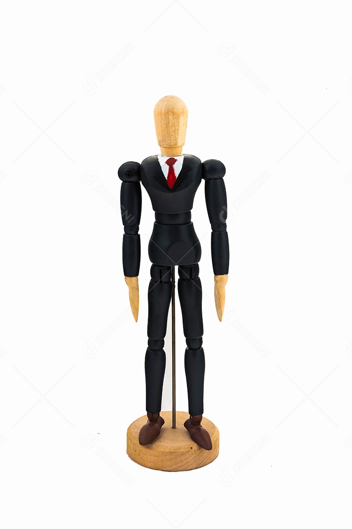Homem de negócios de figura de madeira no fundo branco