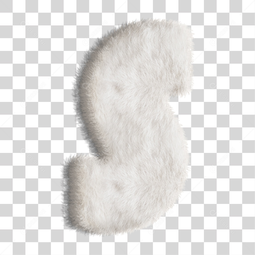 Elemento 3D Letra S Branca PNG Transparente