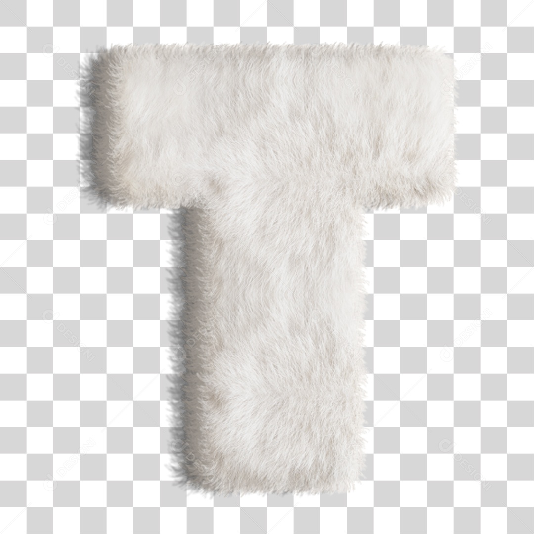 Elemento 3D Letra T Branca PNG Transparente