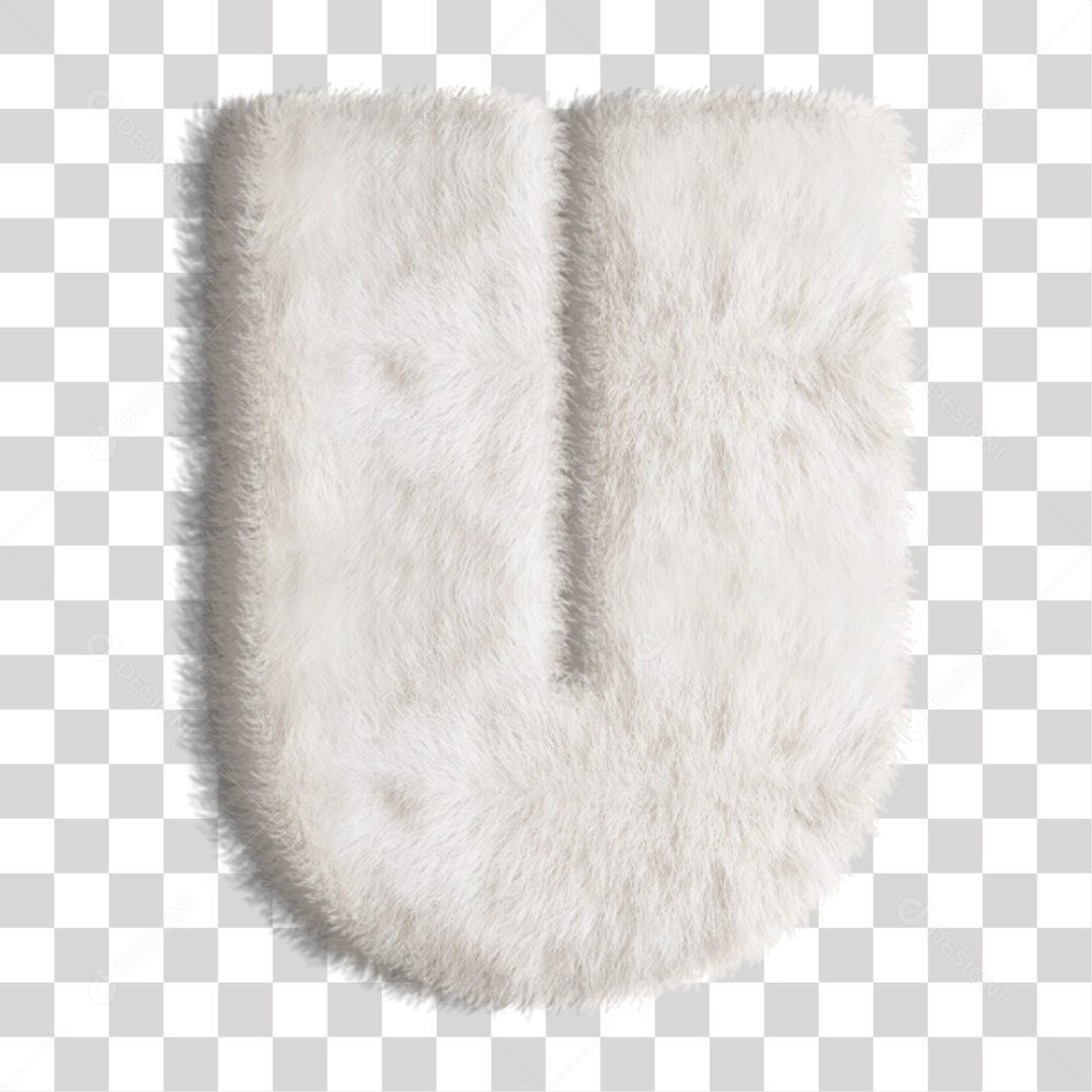 Elemento 3D Letra U Branca PNG Transparente