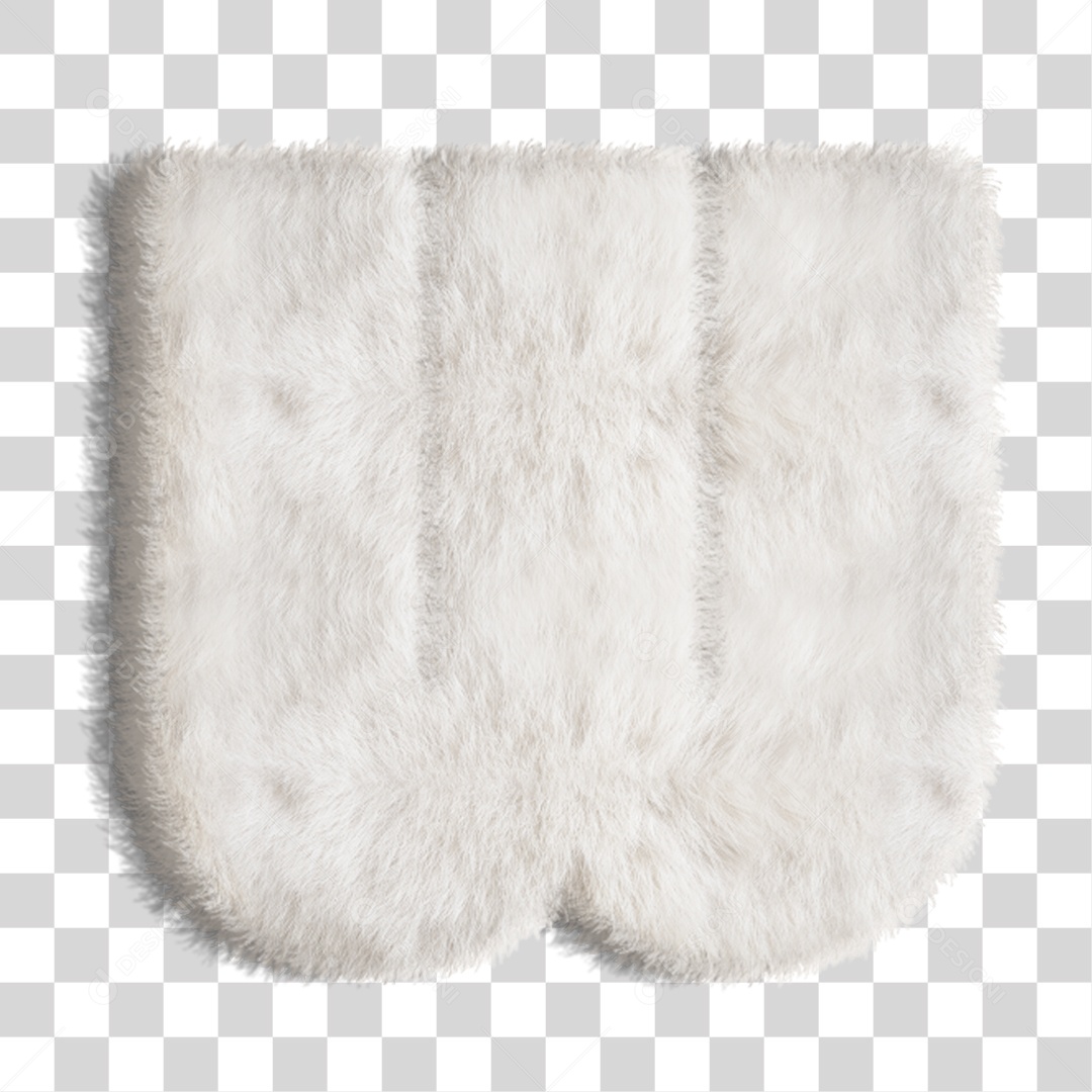 Elemento 3D Letra W Branca PNG Transparente