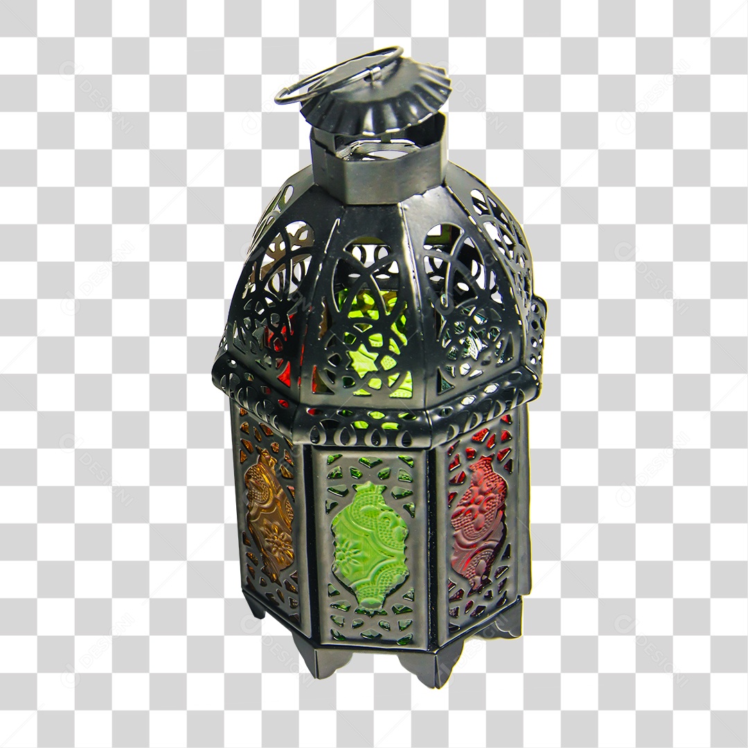 Arabic Lantern with Burning Candle PNG Transparent