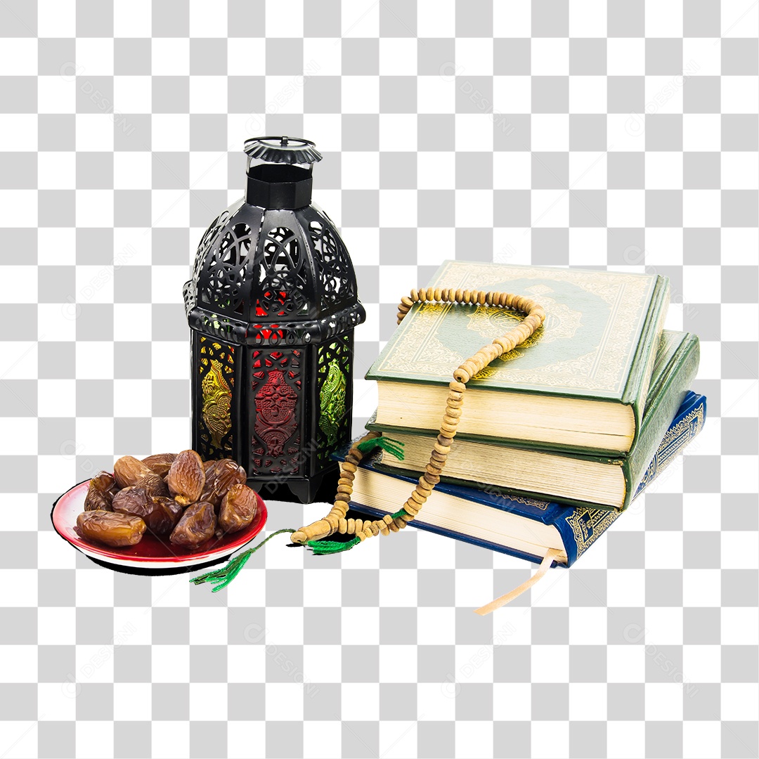 Lanterna Árabe com Vela Ardente Doce Livro PNG Transparente