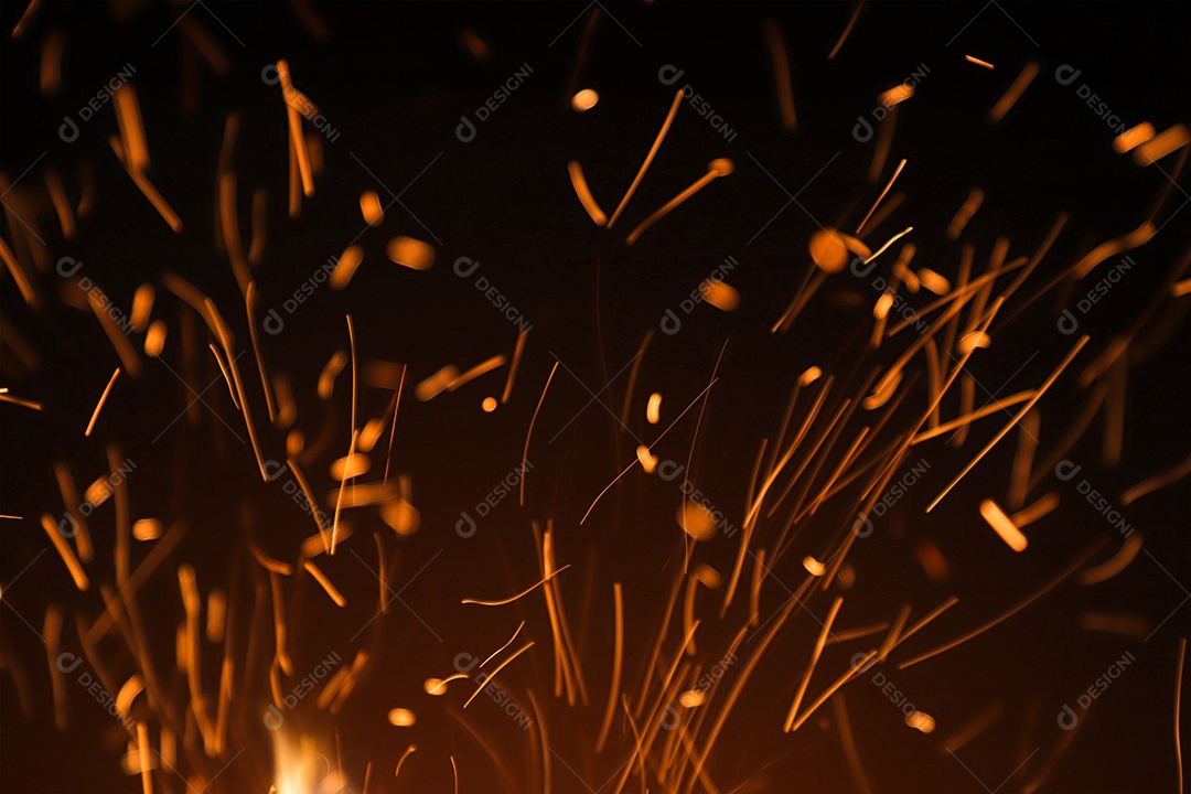 Partículas de Fogo Sobre Fundo Preto Quente