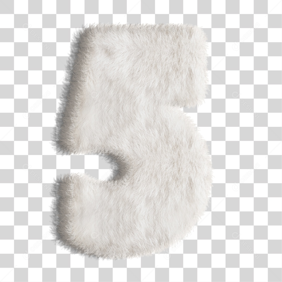 Elemento 3D numero 5 branco PNG