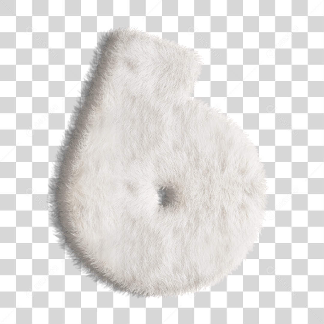 Elemento 3D numero 6 branco PNG
