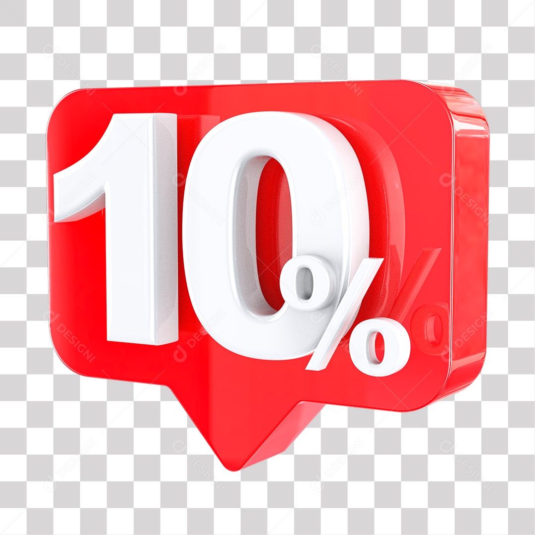 Elemento 3D Tag Vermelha  10% De Descontos PNG Transparente