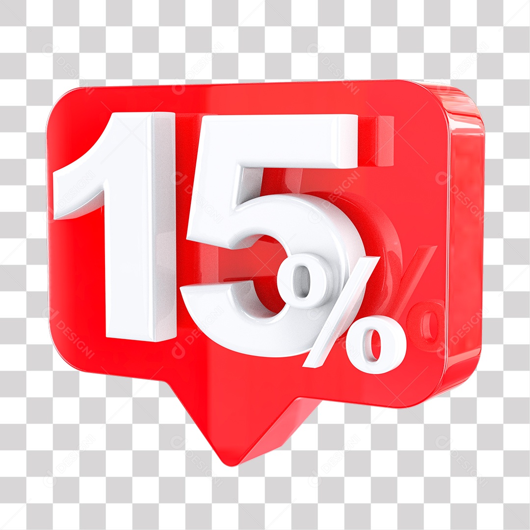 Elemento 3D Tag Vermelha 15% De Descontos PNG Transparente