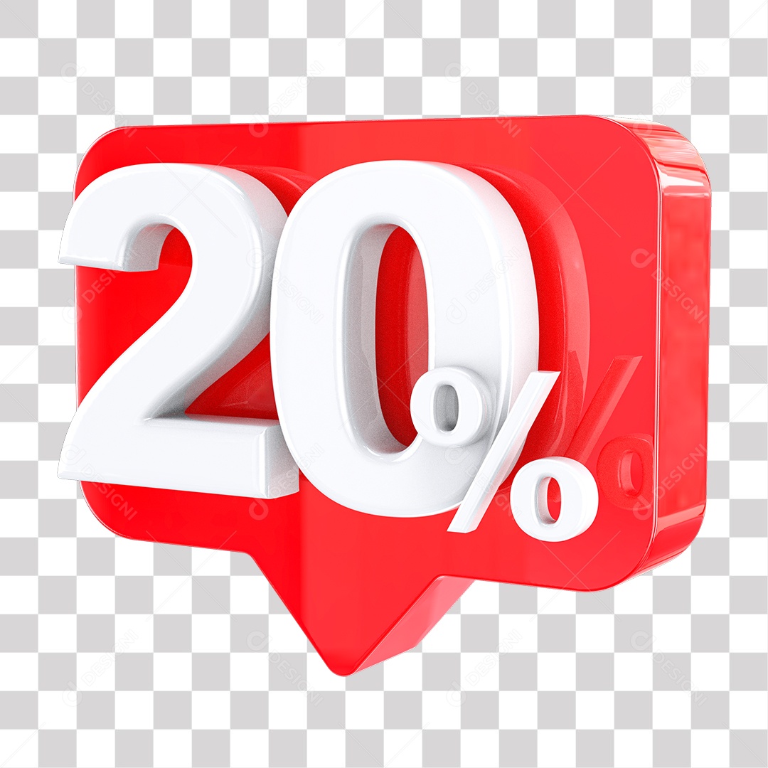 Elemento 3D Tag Vermelha 20% De Descontos PNG Transparente