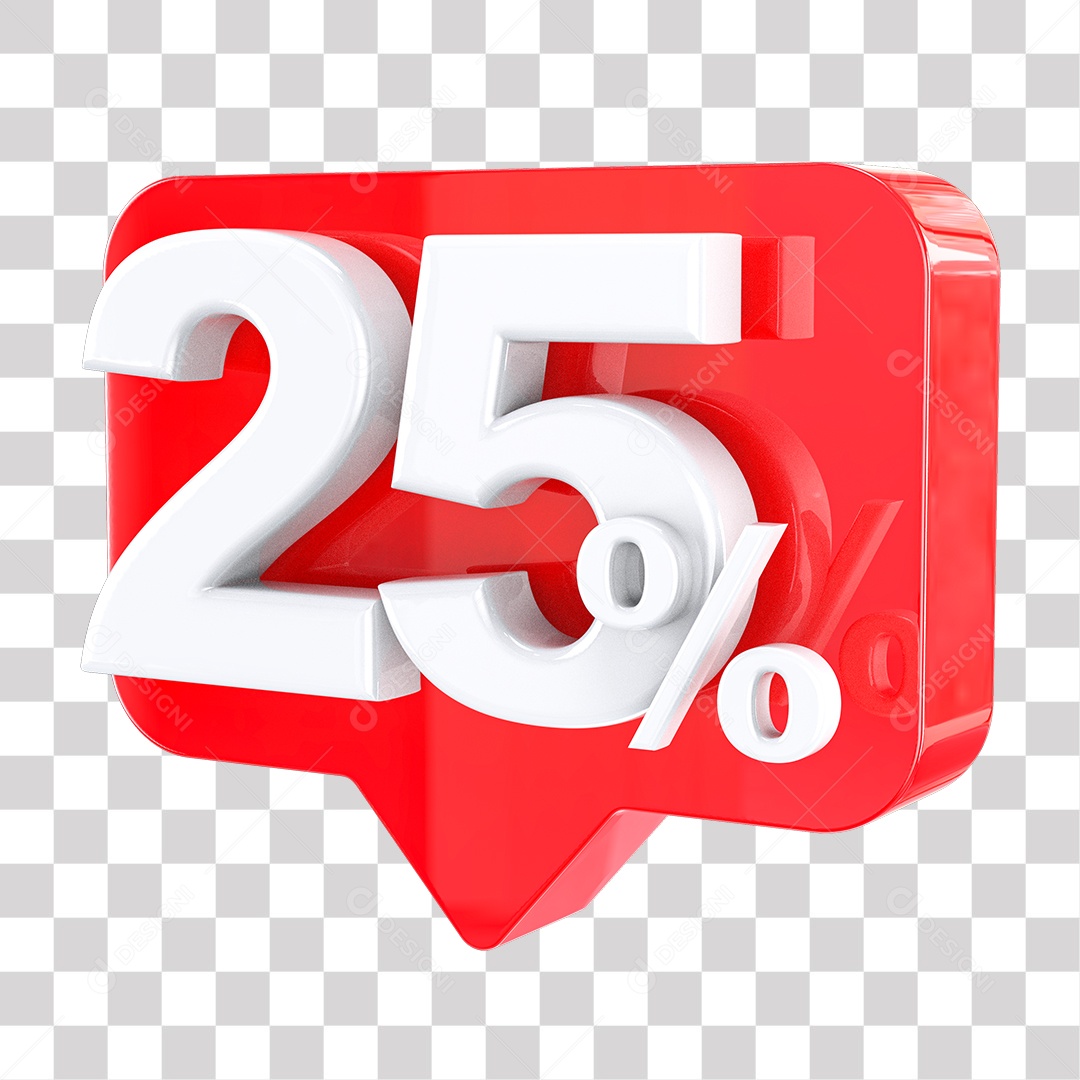 Elemento 3D Tag Vermelha 25% De Descontos PNG Transparente