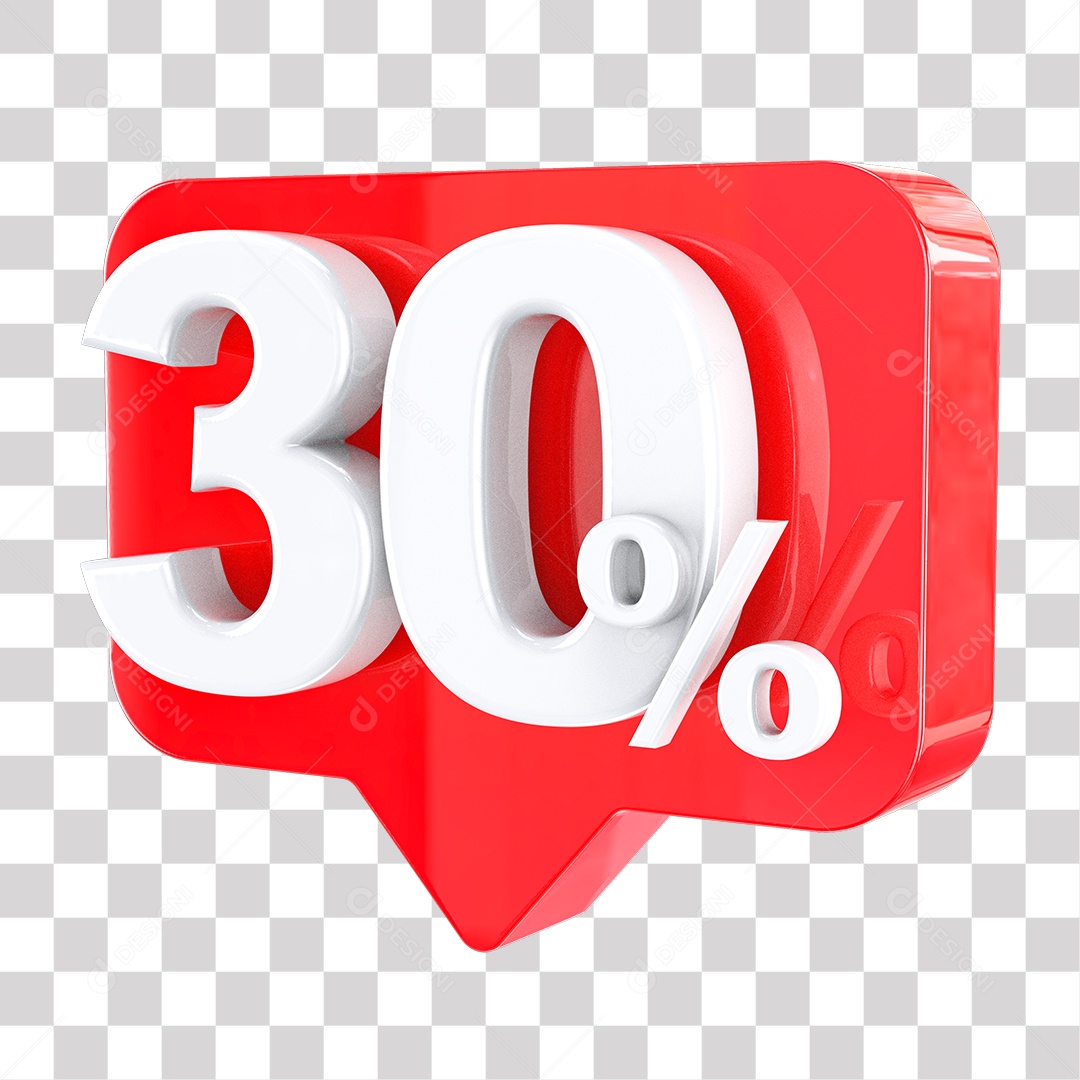 Elemento 3D Tag Vermelha 30% De Descontos PNG Transparente