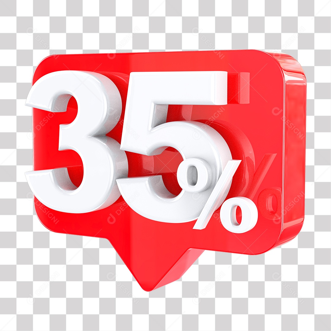 Elemento 3D Tag Vermelha 35% De Descontos PNG Transparente