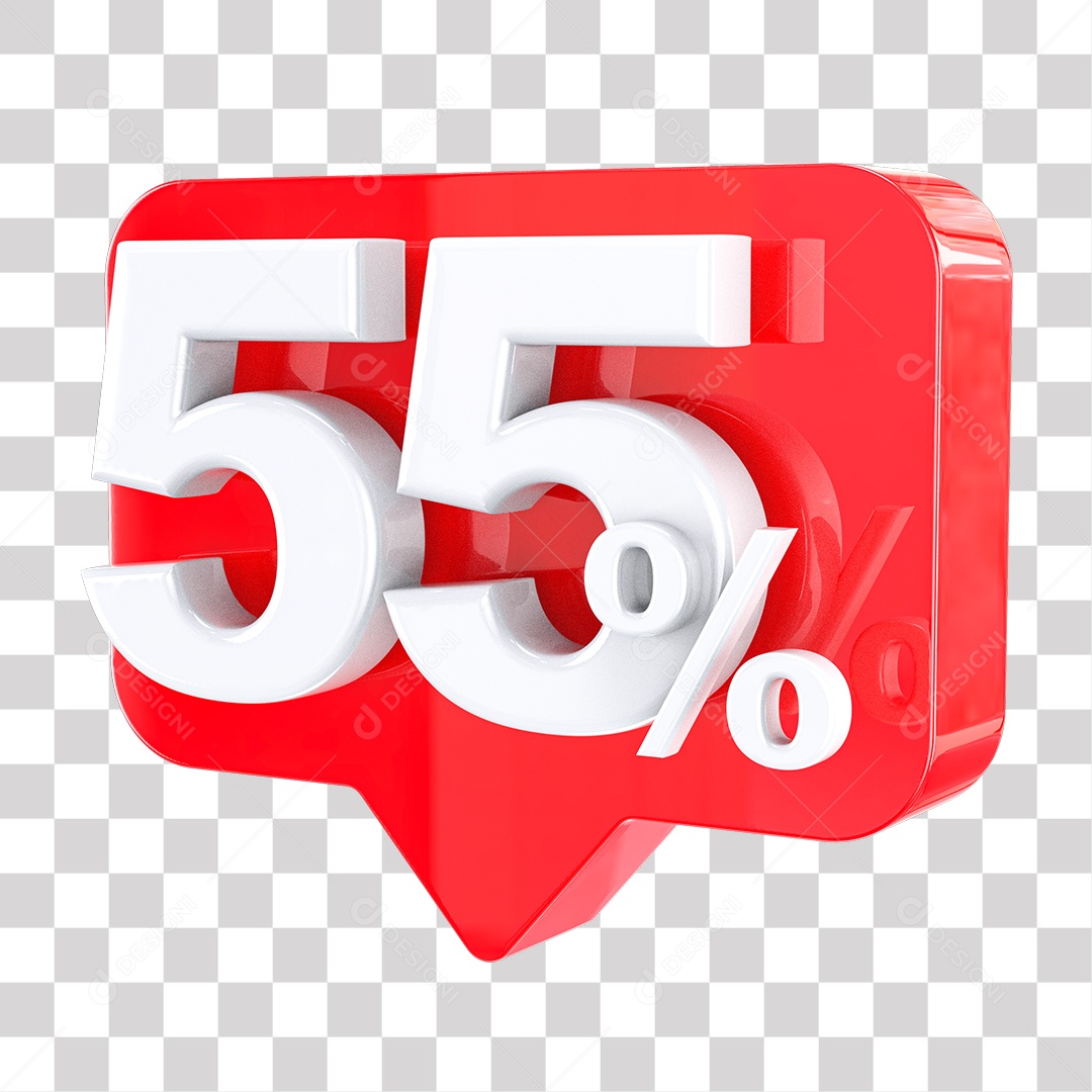 Elemento 3D Tag Vermelha 55% De Descontos PNG Transparente