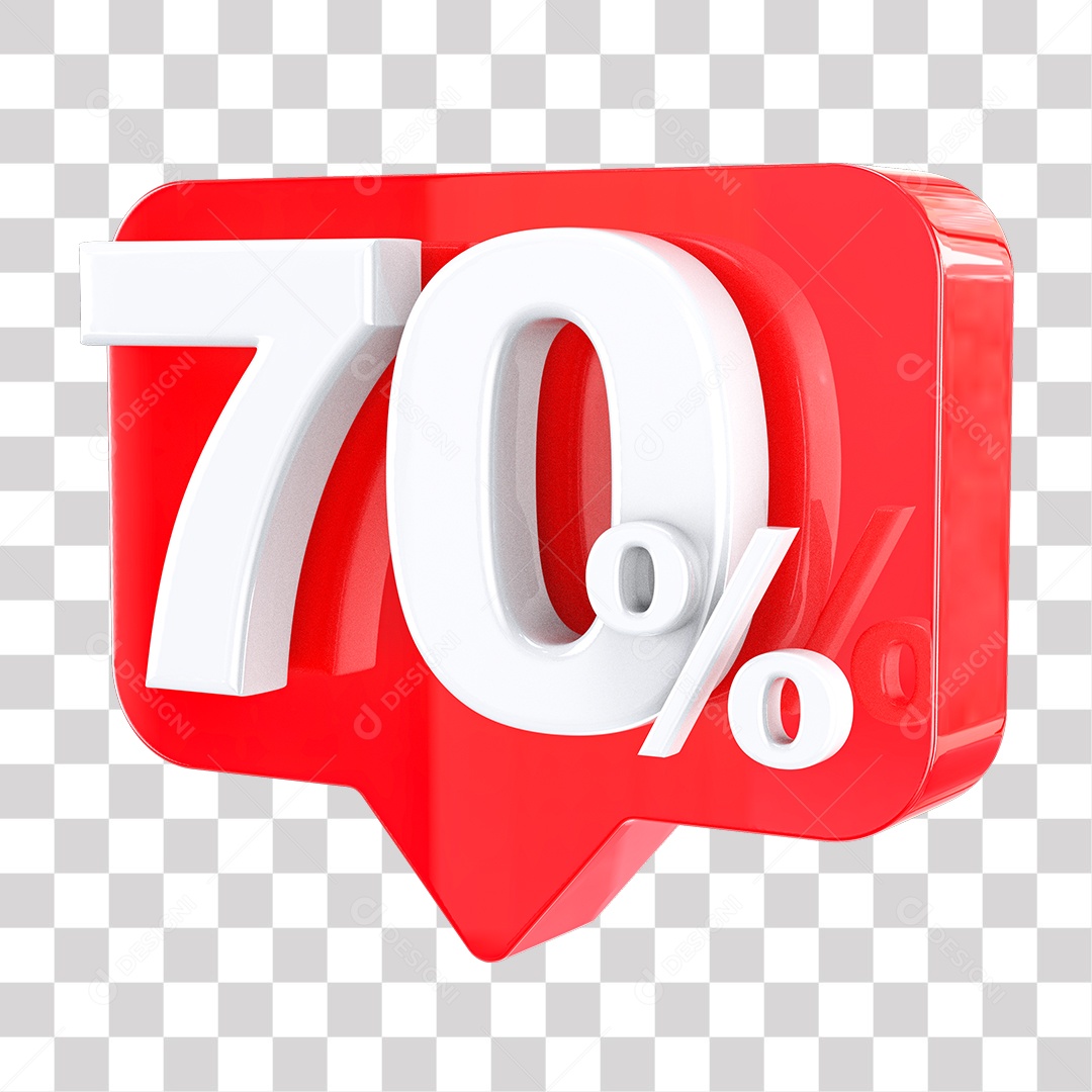 Elemento 3D Tag Vermelha 70% De Descontos PNG Transparente