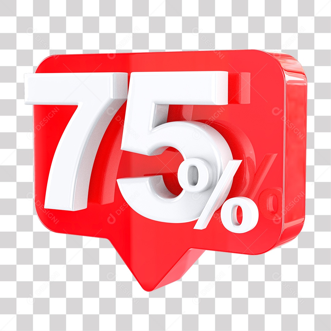 Elemento 3D Tag Vermelha 75% De Descontos PNG Transparente