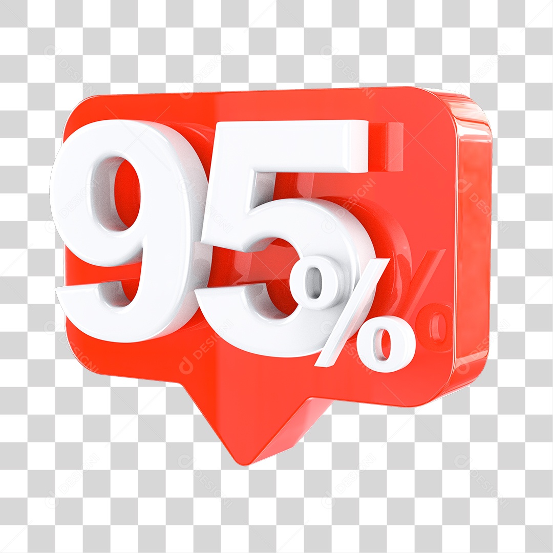 Elemento 3D Para Composição Porcentagem 95% PNG Transparente Sem Fundo
