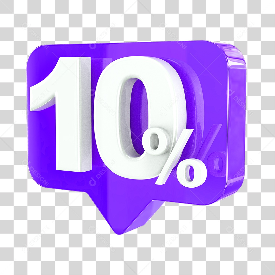 Elemento 3D Para Composição Porcentagem 10% PNG Transparente Sem Fundo