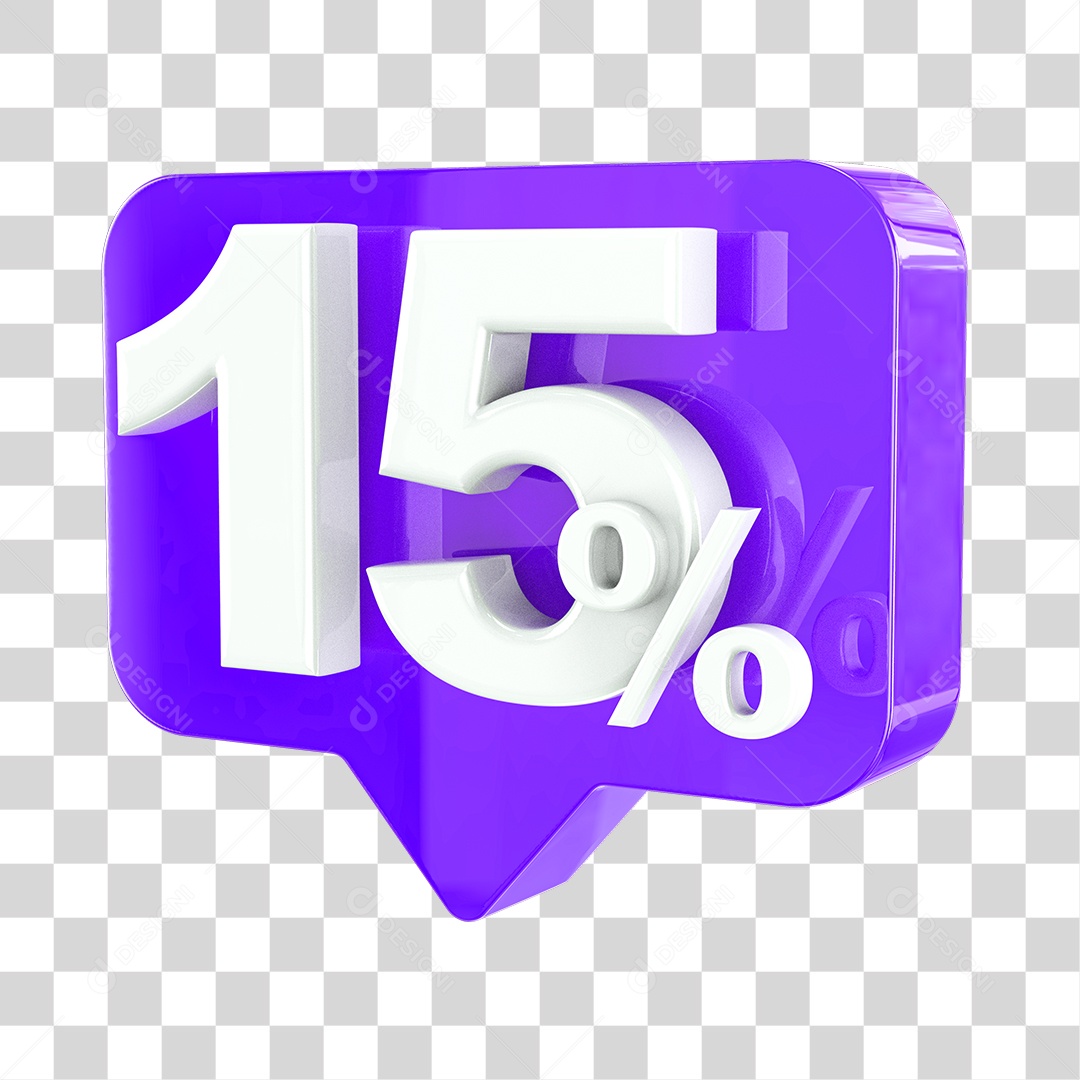Elemento 3D Para Composição Porcentagem 15% PNG Transparente Sem Fundo