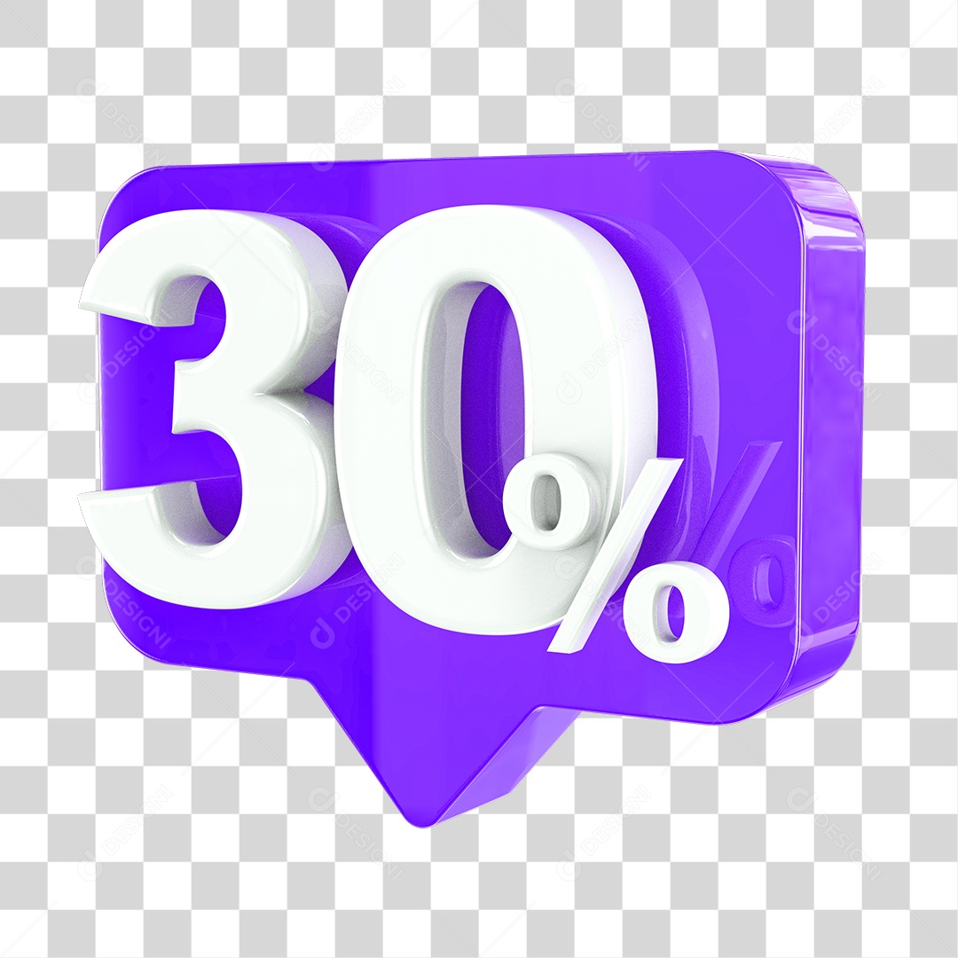 Elemento 3D Para Composição Porcentagem 30% PNG Transparente Sem Fundo