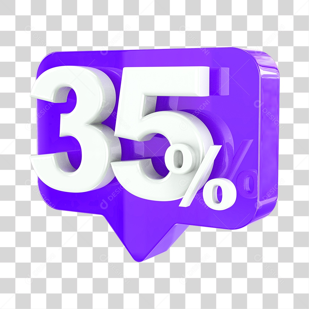 Elemento 3D Para Composição Porcentagem 35% PNG Transparente Sem Fundo