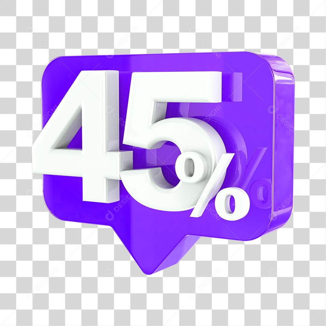 Elemento 3D Para Composição Porcentagem 45% PNG Transparente Sem Fundo
