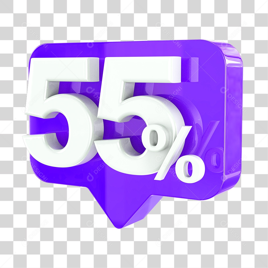 Elemento 3D Para Composição Porcentagem 55% PNG Transparente Sem Fundo