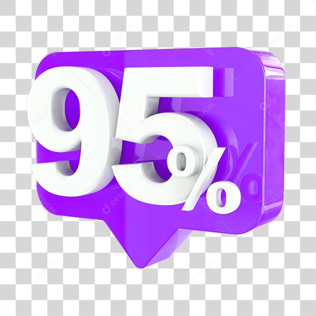 Elemento 3D numero 95 % porcentagem roxo PNG