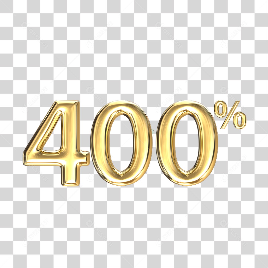 Elemento 3D numero 400 porcentagem dourado PNG