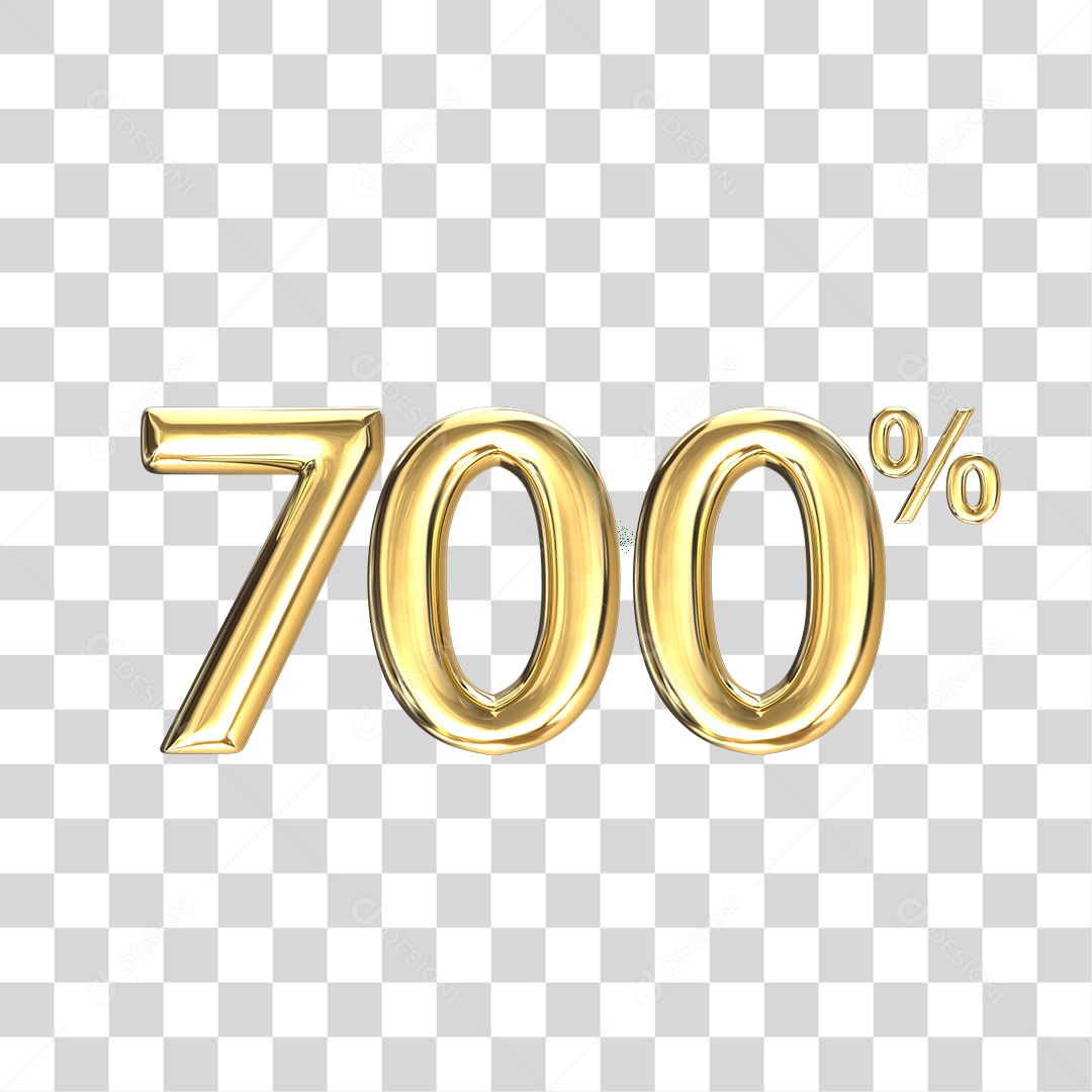 Elementos 3D numero 700 porcentagem dourado PNG