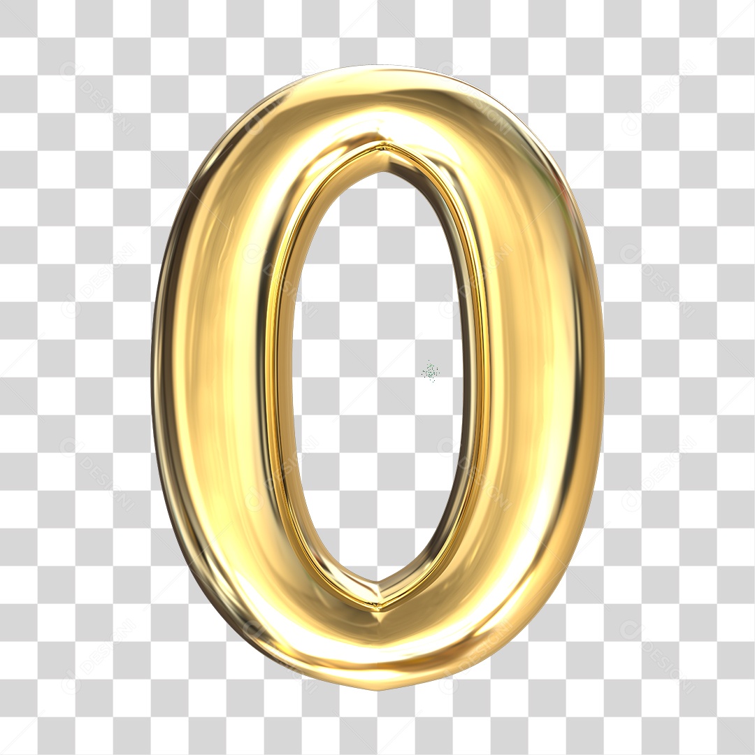 Elemento 3D numero 0 dourado PNG