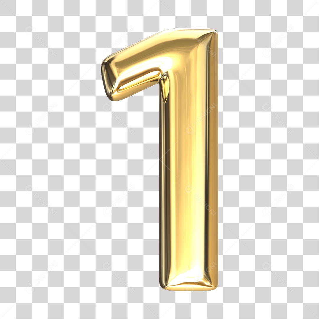 Elemento 3D numero 1 dourado PNG