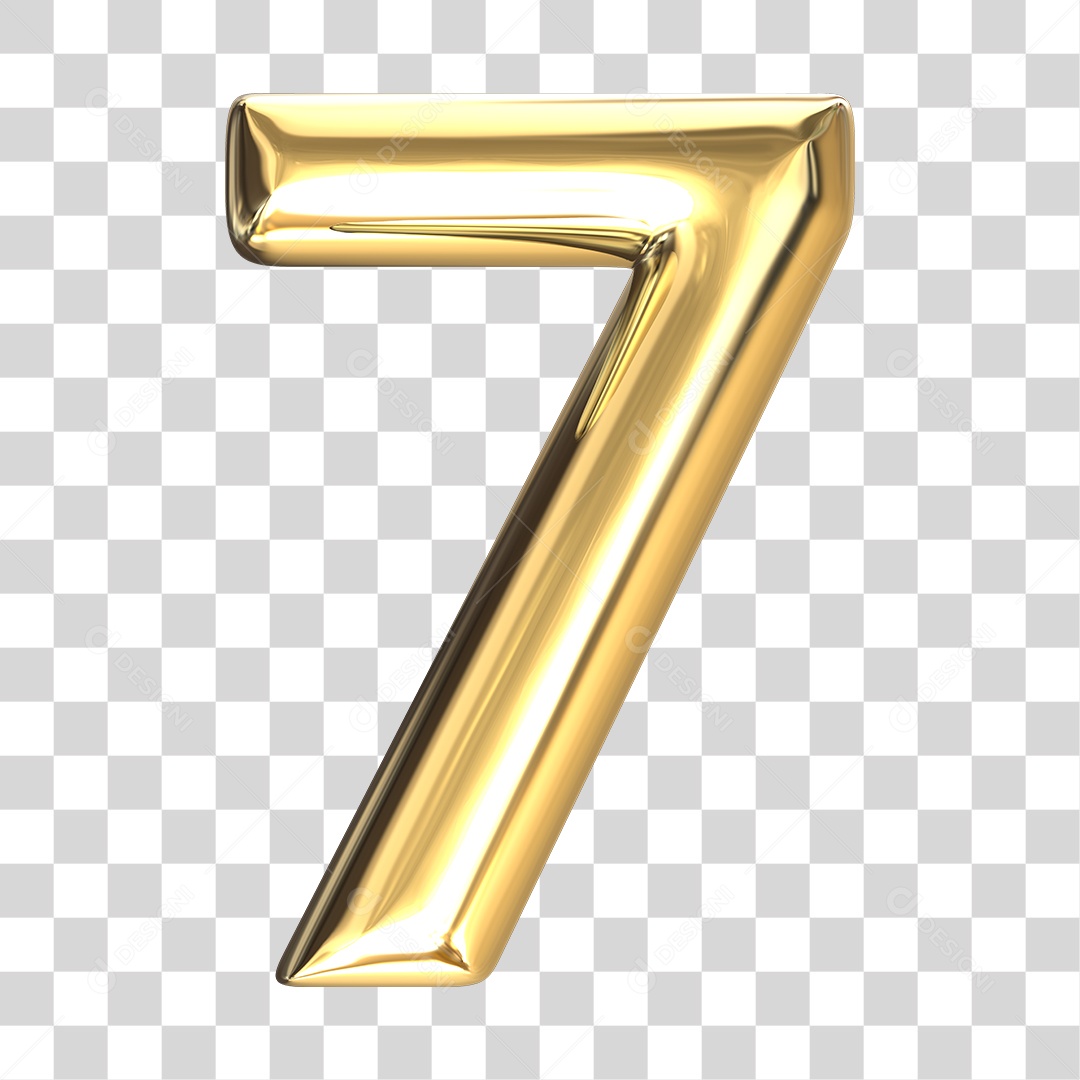 Elemento 3D numero 7 dourado PNG