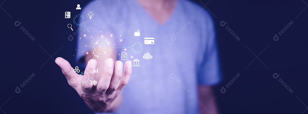 Tecnologia de aplicativos de conexão de internet global de negócios e marketing digita