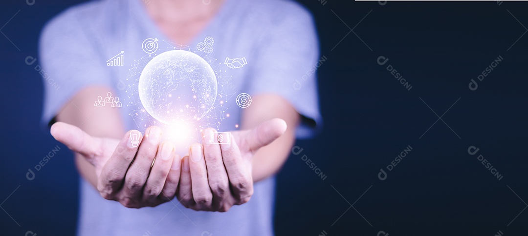 Tecnologia de aplicativos de conexão de internet global de negócios e marketing digital