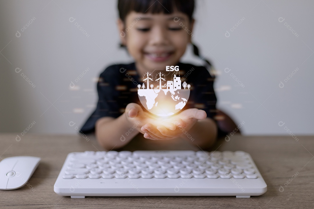 Conceito de tecnologia ambiental. Tecnologia verde. Educação da criança