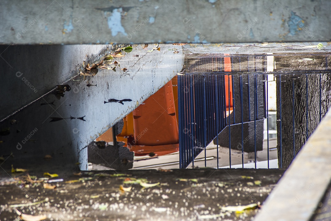 reflexões de uma poça de água após a chuva