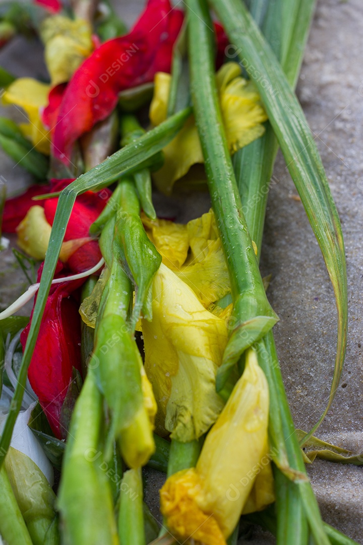 Flores usadas em festa de iemanjá em copacabana