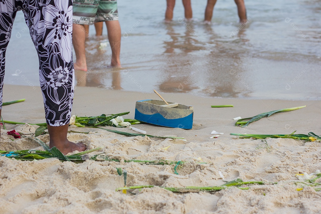 Detalhes da festa de iemanjá em copacabana