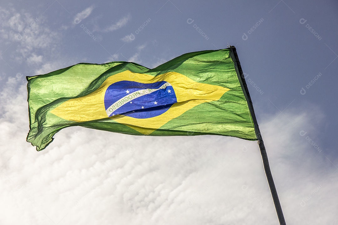 Flag of Brazil outdoors.