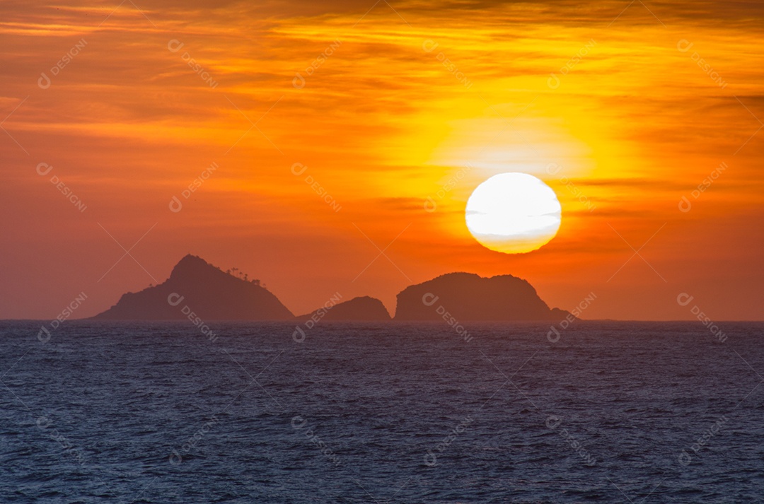 Sunset at Ipanema Beach.